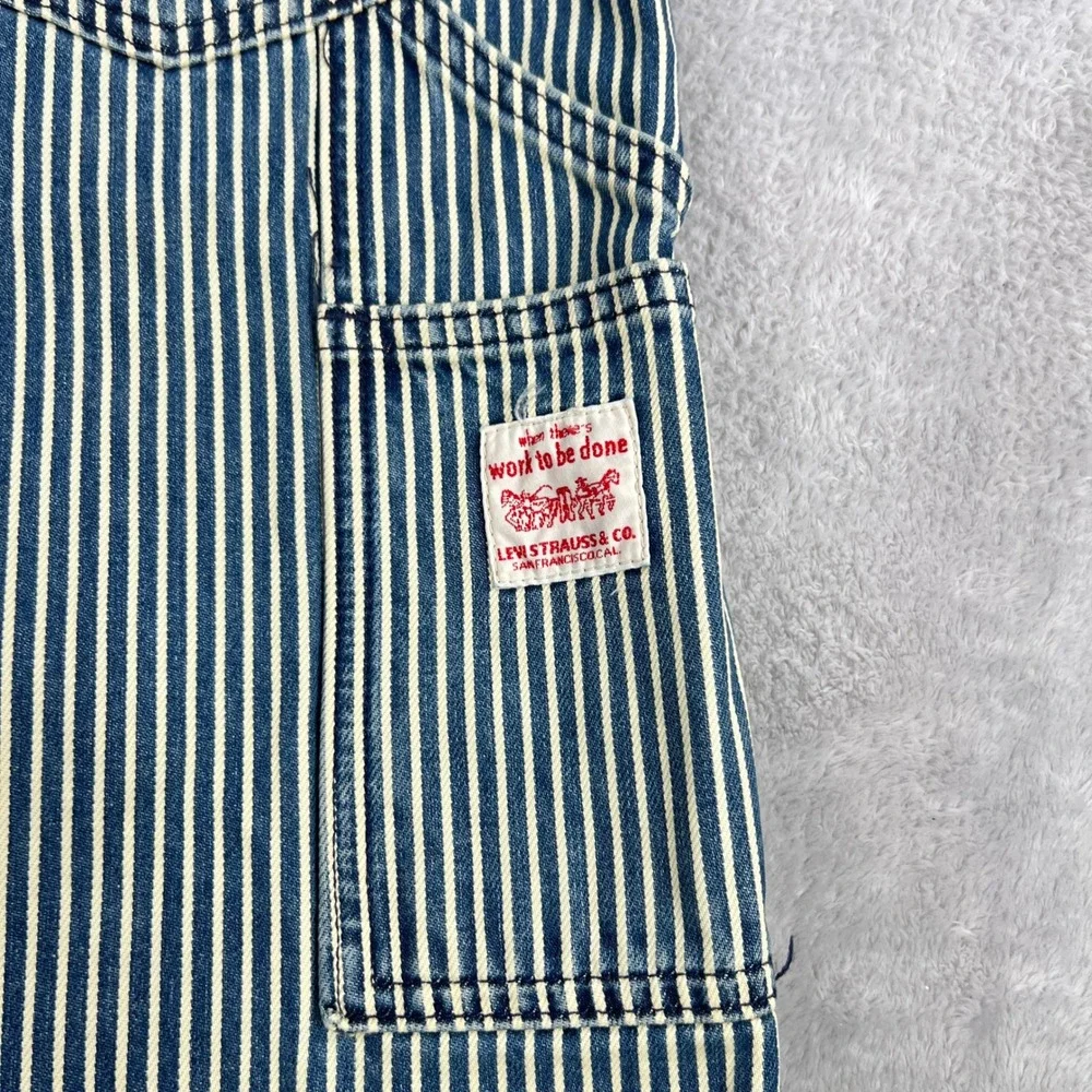 Levi's 568 Hickory Stripe Carpenter Pants 38x32 Blue Loose Straight Workwear NWT